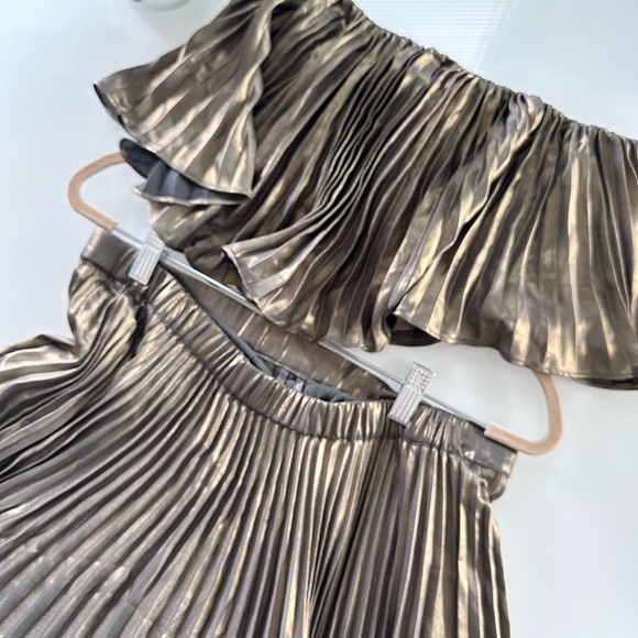 Anthropologie Pleated Metallic Skirt Set - Picture 5 of 7